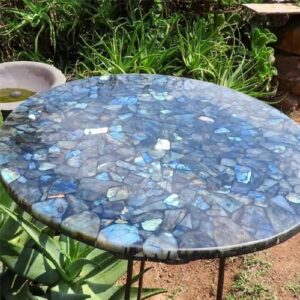 Round Blue Agate Geode Countertop For Dinning Room Decor Table