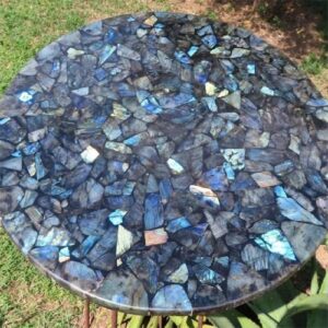 Round Blue Agate Geode Countertop For Dinning Room Decor Table