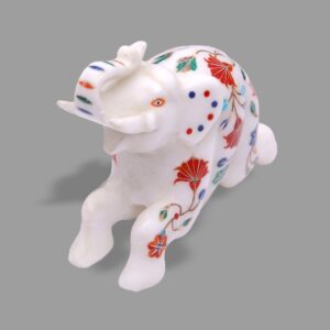 Elephant Sculpture for Sale Marble Inlay Floral Art Gift