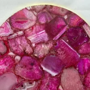 Round Pink Agate Table Top Natural Gemstones Work Handmade Beautiful Home Decor
