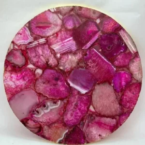Round Pink Agate Table Top Natural Gemstones Work Handmade Beautiful Home Decor