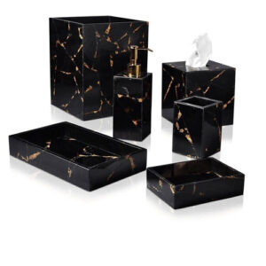 Buy Bathroom Set of 6 With Black Obsidian Agate Stone Art Bathroom Accessories