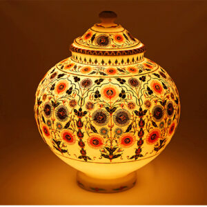 Flower Vase With Marble Semi Precious Inlay Fine Floral Art Thanksgiving Gift