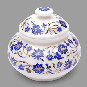 White Marble Inlay Art Flower Vases For Handmade and Home Decoration Also Gift For Her