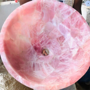 Rose Quartz Sink For Bathroom & Kitchen Decor Handmade Interior