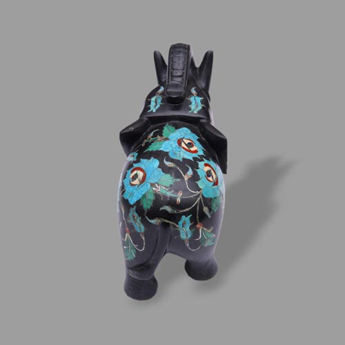 Black Marble Elephant Trunk Statue For Handmade and Home Décor - Image 2