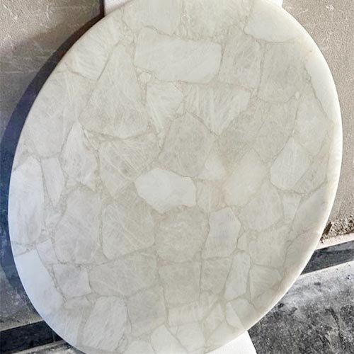 White Quartz Table Top Handmade Mosaic Gemstone Furniture - Image 3