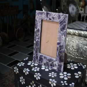 Photo Frame With Natural Amethyst Stones Handmade Work Home Decor Gifts