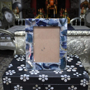 Blue Agate Photo Frame Natural Stones Handmade Work Home Decor Gift