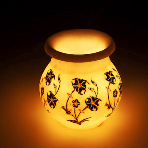 Lapiz Blue Marble Inlay Flower Vases For Handmade Christmas Gift