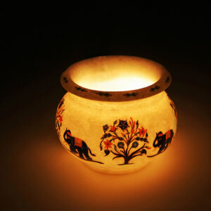 White Marble Inlay Art Flower Vases For Handmade Home Decor Collection