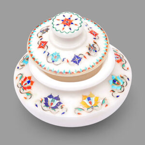 White Marble Inlay Art Flower Vase With Lead for Christmas gift For her