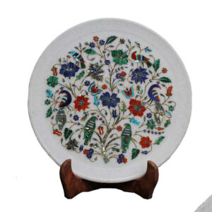 White Marble Inlay Art Plates For Home Décor And Christmas gifts For Her