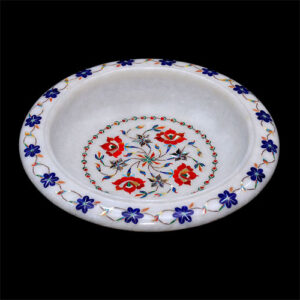 Marble Inlay Art Semiprecious Fruit Bowl For Christmas gifts Décor Collection